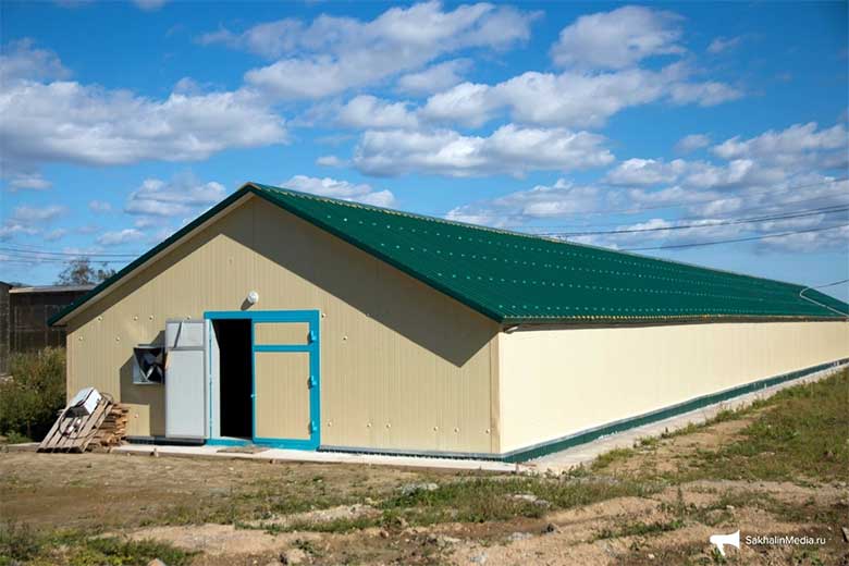 Новое здание перепелиной фермы на Сахалине